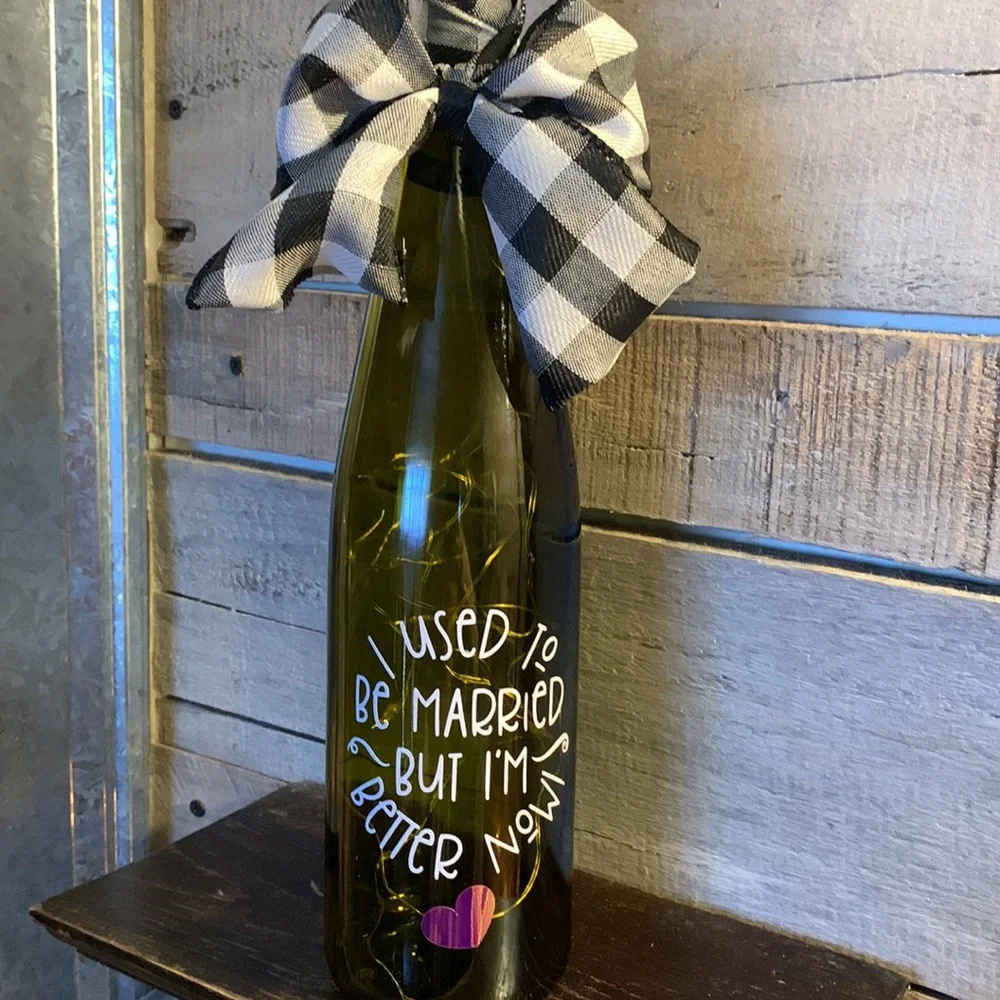 Hand Crafted- ‘I used to be Married…’ green bottle lantern